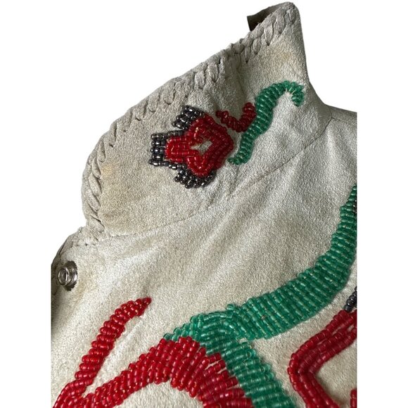 Renegade By Ren Ellis Vintage Beige Suede Fringe Beaded and Bullet Accents Sz 8 - Picture 8 of 9